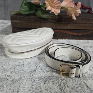 White Belt with Zip Pouch Purse for Travel or Everyday Wear